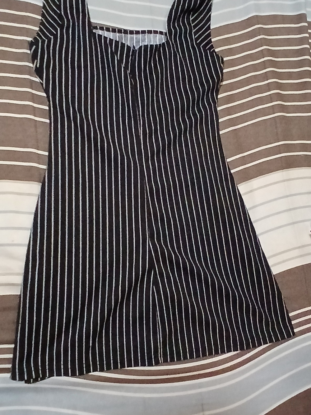 Black Pinstripe Sleeveless Dress